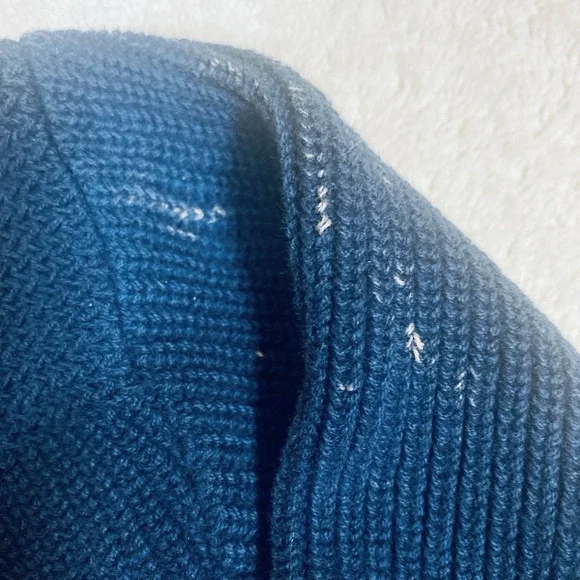 Vintage LL Bean 5 Button Henley Fisherman Sweater Blue Mens Large USA *Flaws - Picture 6 of 10
